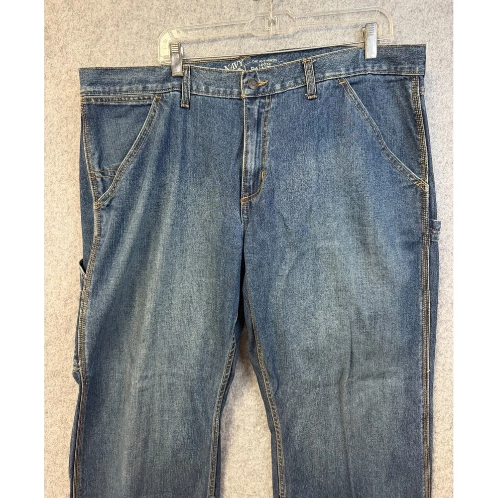 Y2K Old Navy Mens Painter Jeans Loose Fit Blue Denim 40x32 Carpenter Wide Leg